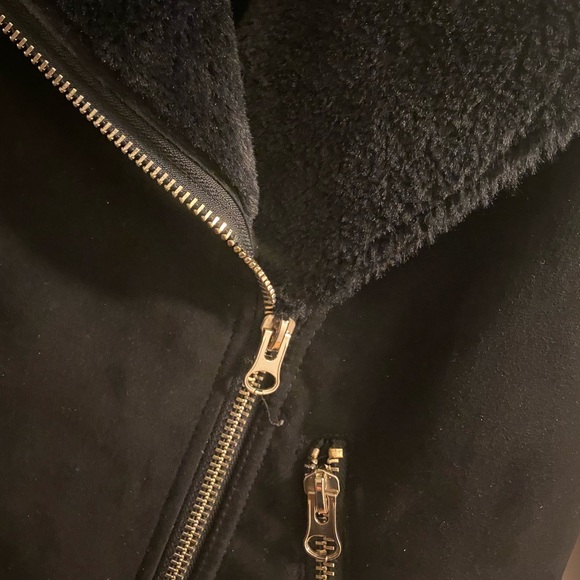 Black Zip Up Suede Moto Jacket - Picture 3 of 3